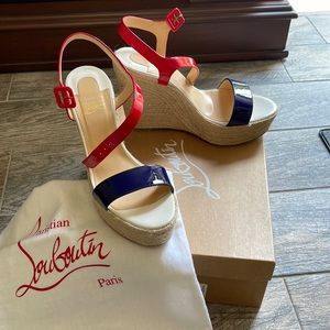 Christian Louboutin espadrille- red, white and blue, special edition.
